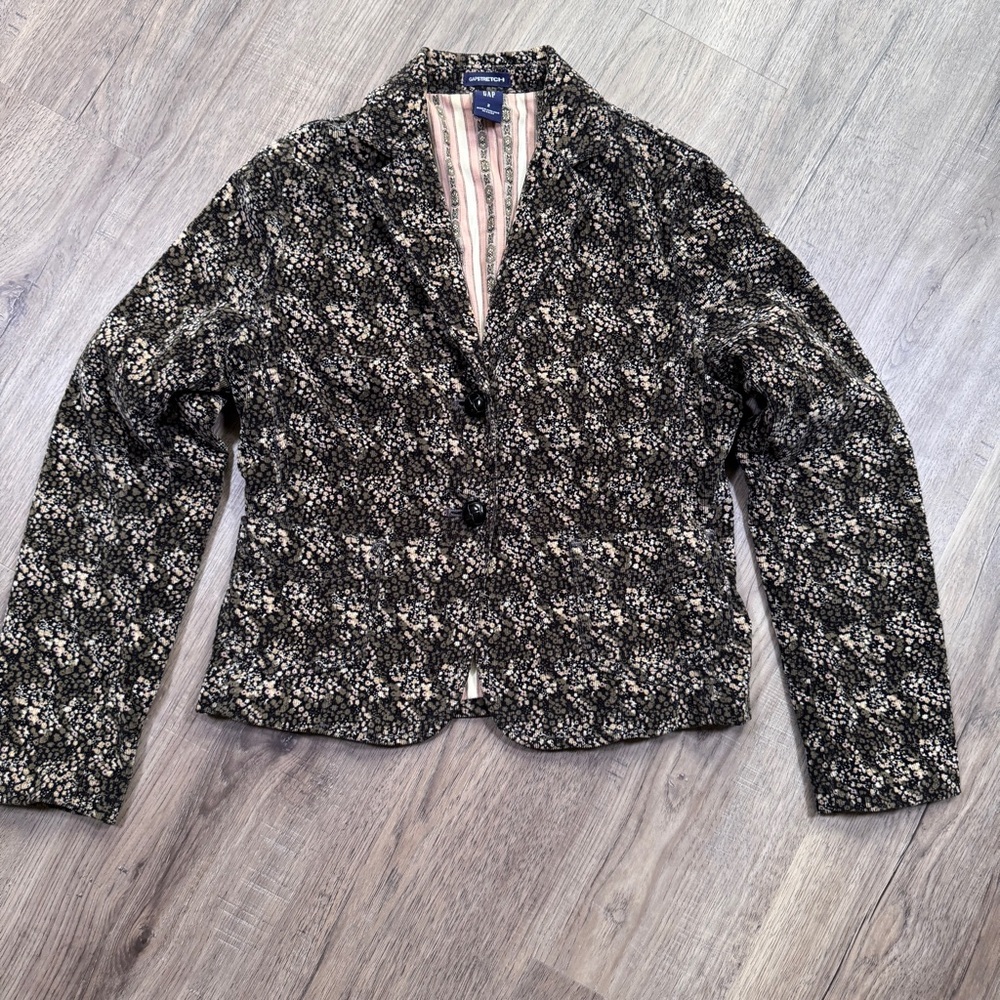 GAP Women's Black and White Textured Blazer